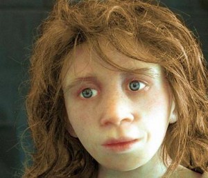 Neanderthal-type female. Note the same beaky nose and big mouth.